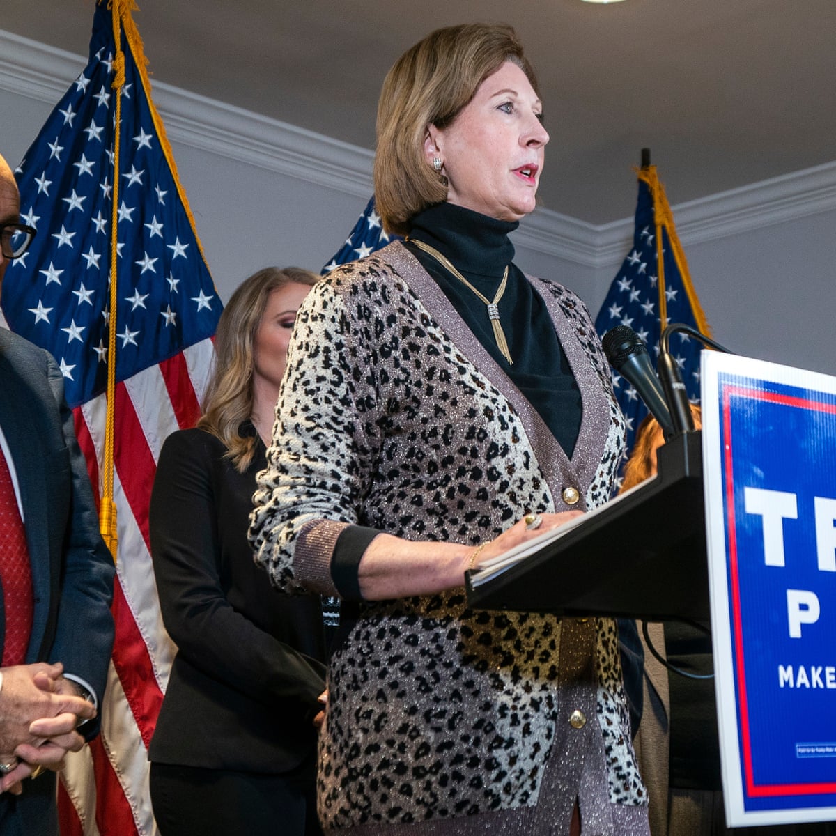 Trump campaign cuts ties with attorney Sidney Powell after bizarre election fraud claims | US elections 2020 | The Guardian