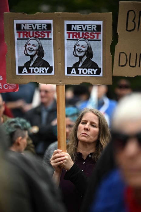 An anti-Tory protester in Birmingham.