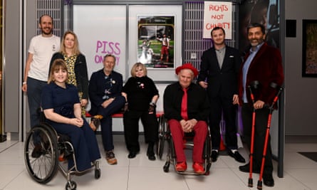 Punk activists … Disability rights campaigners Barbara Lisicki (fourth from right) and Alan Holdsworth (third from right) promoting Then Barbara Met Alan, a BBC drama based on their lives, in March 2022.