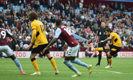 Rúben Neves hits Wolves’s winner against Aston Villa at Villa Park
