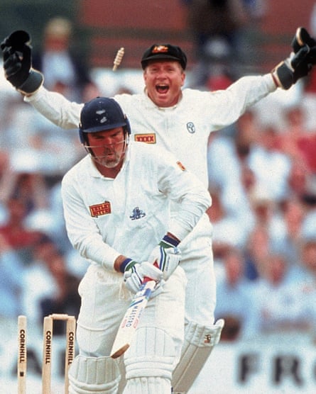 Mike Gatting is bowled by Shane Warne’s first ball of the first Ashes Test at Old Trafford in June 1993