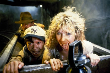 Harrison Ford, Ke Huy Quan as Short Round and Kate Capshaw in Indiana Jones and the Temple of Doom.