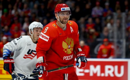 Alexander Ovechkin skates for Russia against the United States during their quarter-final at the 2019 IIHF Ice Hockey World Championship in Bratislava, Slovakia.