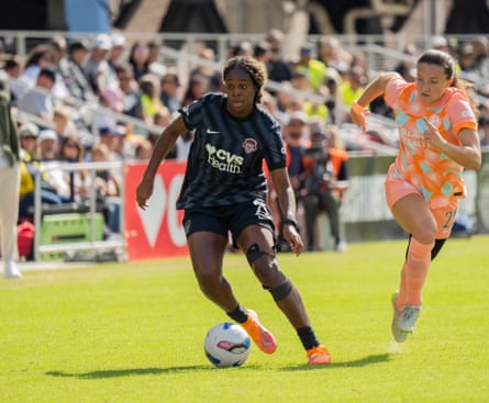Kysha Sylla, in possession for Washington Spirit, is one of three players to earn a call-up to France’s senior squad for their match against Germany