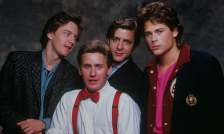 The Brat Pack in St Elmo’s Fire (l to r): Andrew Mccarthy, Estevez, Judd Nelson and Rob Lowe.