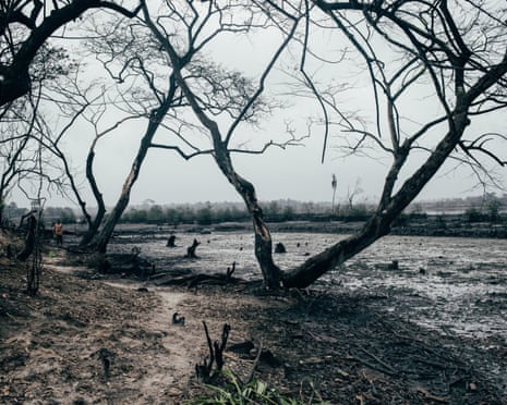 Polluted area in B-Dere, Niger delta, Nigeria