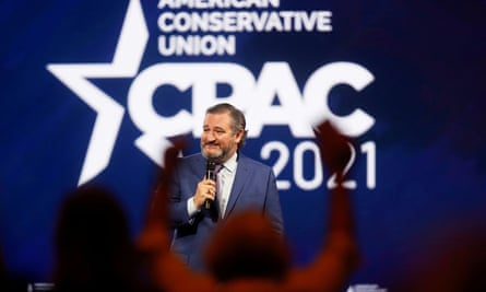 Ted Cruz, who jetted off to Cancun as Texas froze in the dark, told CPAC the Republican party is the party of ‘the men and women with calluses on their hands who are working for this country’.