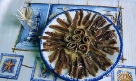 A plate of anchovies.