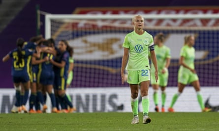 Pernille Harder of Wolfsburg looks dejected after Lyon win the Champions League final.