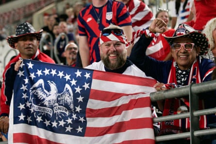 Members of the small band of US fans at the game against Saudi Arabia.