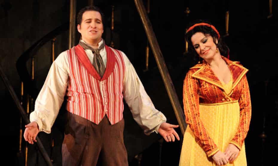 Careful revival … Riccardo Massi as Cavaradossi and Angela Gheorghiu as Tosca at the Royal Opera House, London.