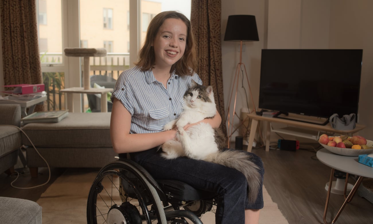 Lucy Stafford, who uses privately prescribed medicinal cannabis to alleviate symptoms of Ehlers-Danlos syndrome, at home in Cambridge.