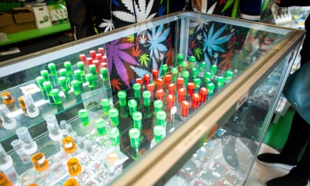 Marijuana products on display at the Weed World store in New York city.