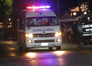 An ambulance arrives at the hospital in Chiang Rai