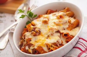 Baked rigatoni with sausage.