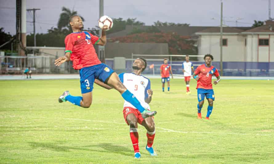 Cayman Islands (in red) in action against Haiti.