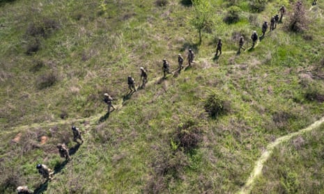Ukrainian infantrymen take part in a training exercise near Kryvyi Rih, Ukraine