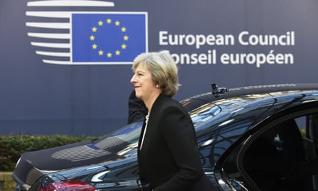 Theresa May arrives for a European council summit.