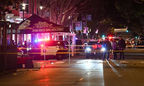 Police take security measures after multiple people were shot on Friday night in Mission District of San Francisco, California, on Friday.