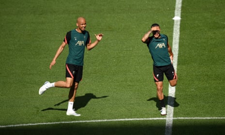 Fabinho and Thiago in training.