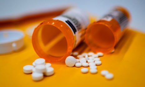 Tablets of opioid painkiller Oxycodon.