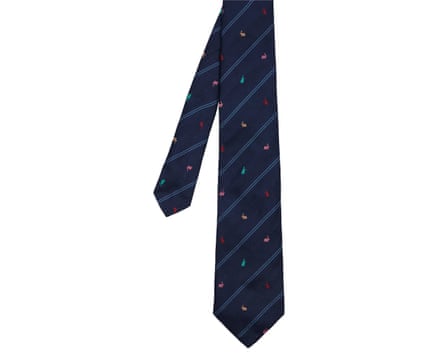 Navy Paul Smith tie with multicoloured rabbit motif