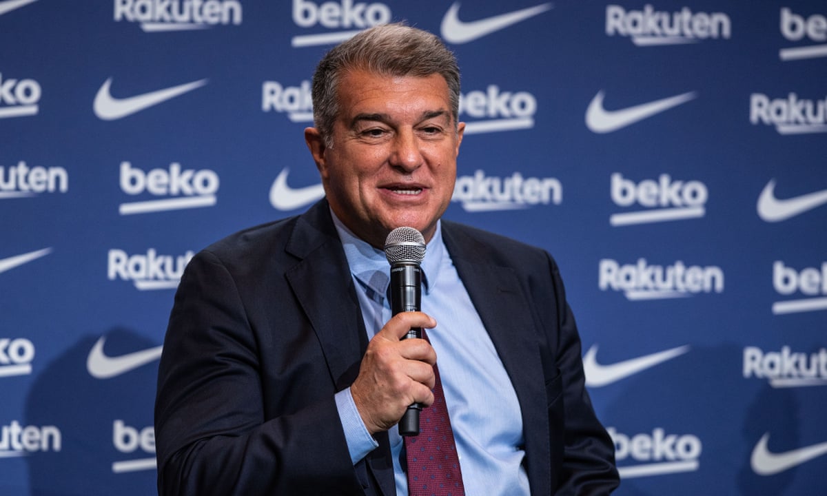 Barcelona president Joan Laporta calls for stricter rules on state-owned clubs | Barcelona | The Guardian