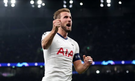 Harry Kane’s celebrates after scoring Tottenham’s fifth goal
