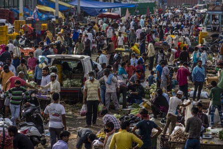 A market in New Delhi was still packed on Thursday