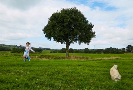 Oak tree and child, September