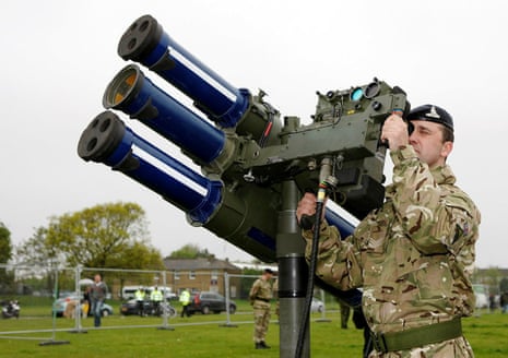 A Starstreak HVM (High Velocity Missile) surface-to-air missile system on display in an undated handout photo issued by the UK ministry of defence.