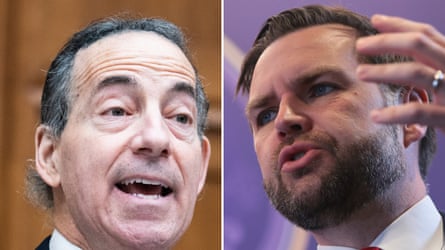 Composite image of Jamie Raskin and JD Vance