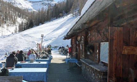 The Pircheralm mountain hut terrace serves shots of pine cone liqueur.