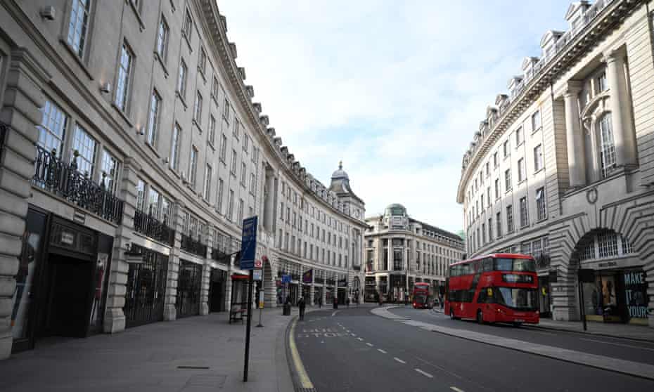 A near-empty Regent Street in London last week.