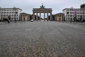 The near-empty Pariser Platz square in front of Berlin’s landmark Brandenburg Gate is pictured on 22 January, 2021, during the ongoing coronavirus pandemic.