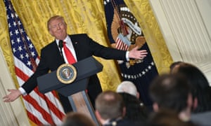 Donald Trump speaks during a White House press conference on 16 February 2017