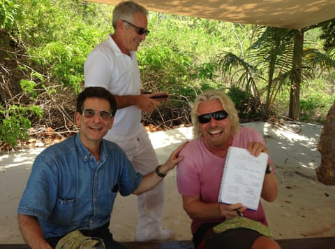 Epstein with Richard Branson and an unidentified man.