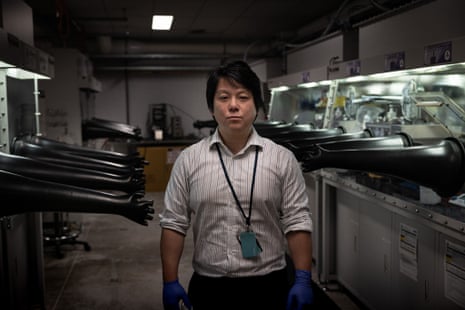 Dr Tim Khoo in the assembly area at Deakin University’s Battery Research and Innovation Hub