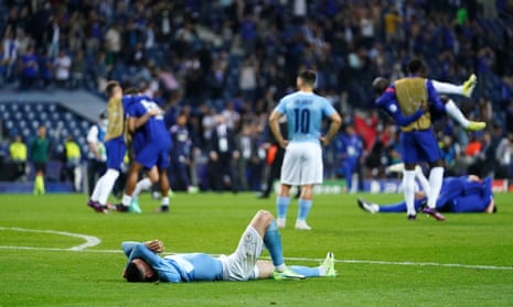 Phil Foden lies on the ground at full-time as Manchester City’s Champions League dream fell apart in the final.