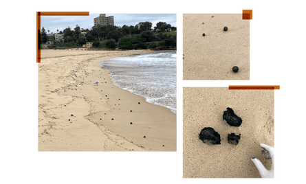 Mysterious black ball-shaped debris first washed up on Coogee beach in October 2024