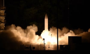 A hypersonic missile launches from Pacific Missile Range Facility, Kauai, Hawaii, on 19 March 2020.