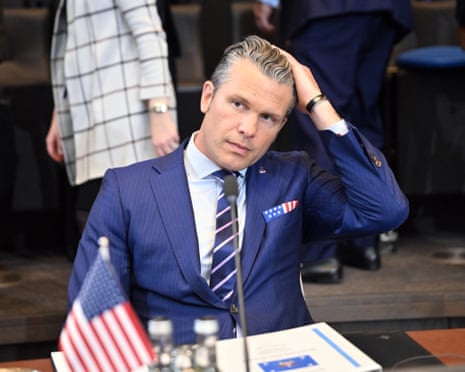 US defence secretary Pete Hegseth attends the meeting of Nato Ministers of Defence at Nato Headquarters in Brussels, Belgium on 15 October 2025.