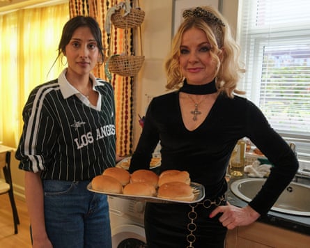 Taj Atwal and Sarah Hadland in Daddy Issues.