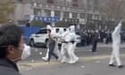 Workers in running battles