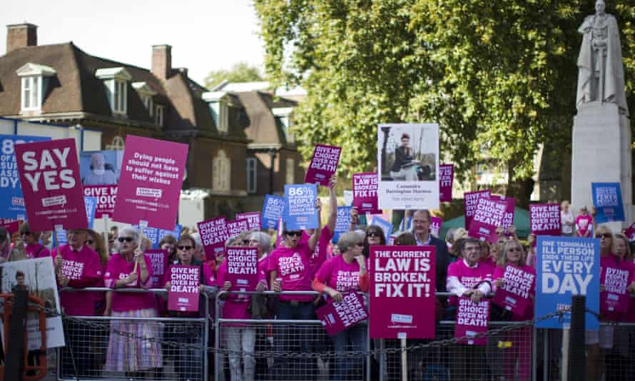 A protest in support of an assisted dying bill in London, September 2015