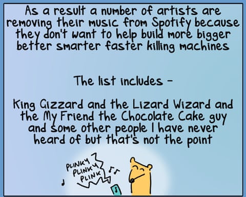 Cartoon by First Dog on the Moon titled Escape Spotify, panel 4