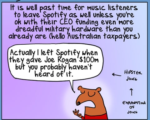 Cartoon by First Dog on the Moon titled Escape Spotify, panel 5