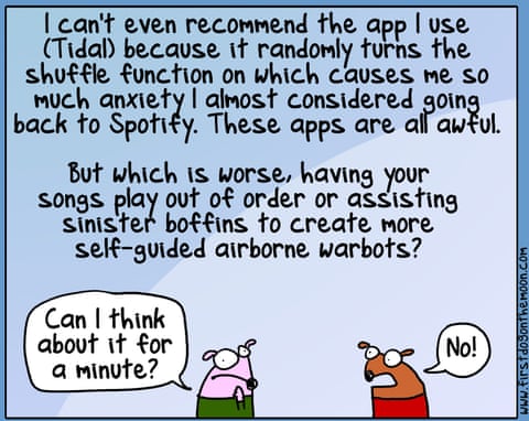 Cartoon by First Dog on the Moon titled Escape Spotify, panel 7