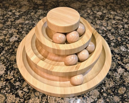 A DoogCat Wooden Cat Ball Track
