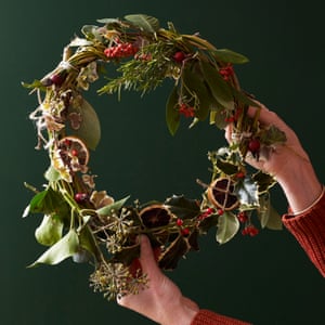 A Christmas wreath made from natural materials by Maud and her family